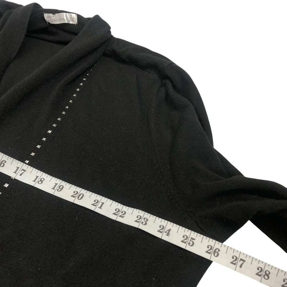 89th + Madison Black Studded Open Front Knit Cardigan Sweater Size‎ 2X Gothic